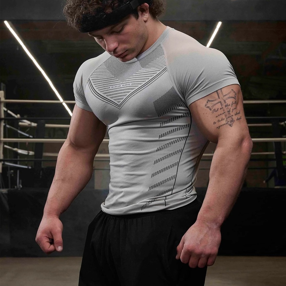 Young LA 465 SUPERHERO COMPRESSION TEES Size L Grey color